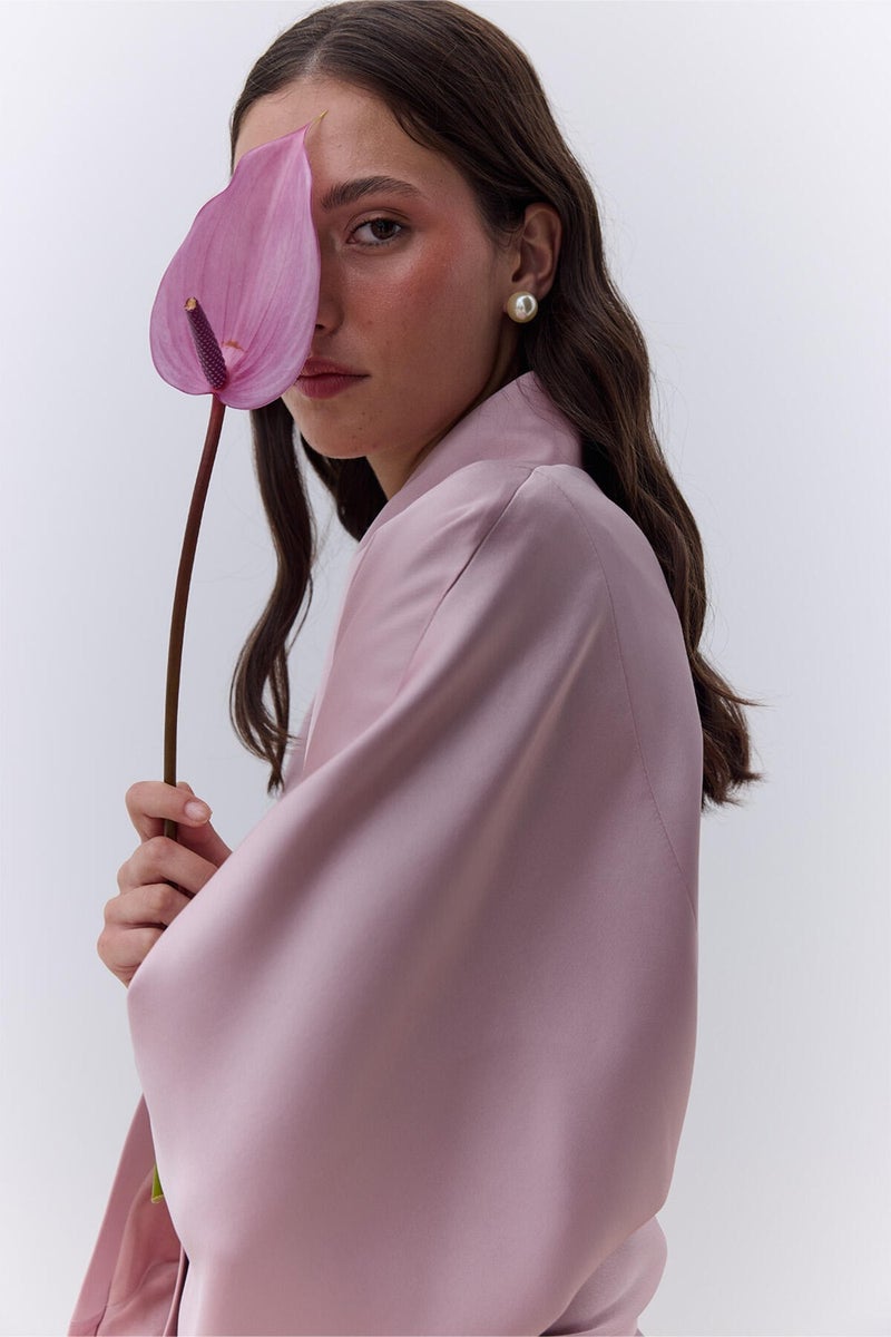 Manuka Satin Belted Kimono Powder  - Image 1