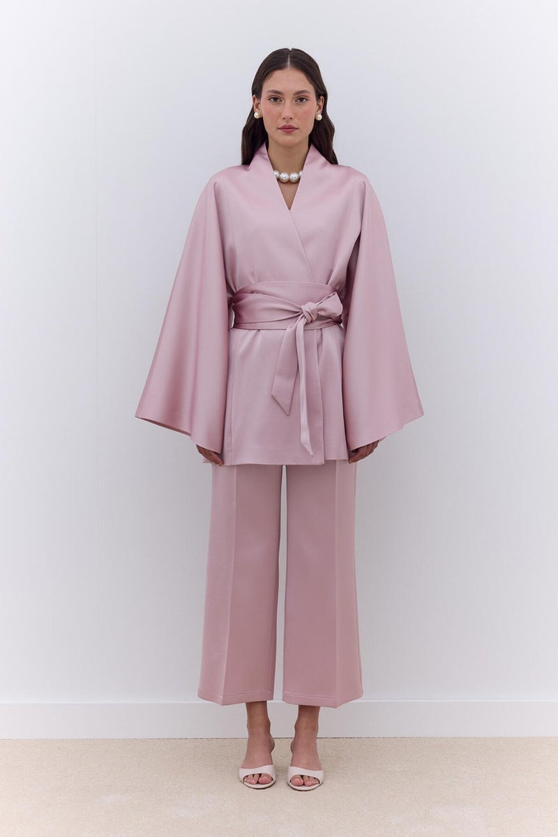 Manuka Satin Belted Kimono Powder  - Image 3