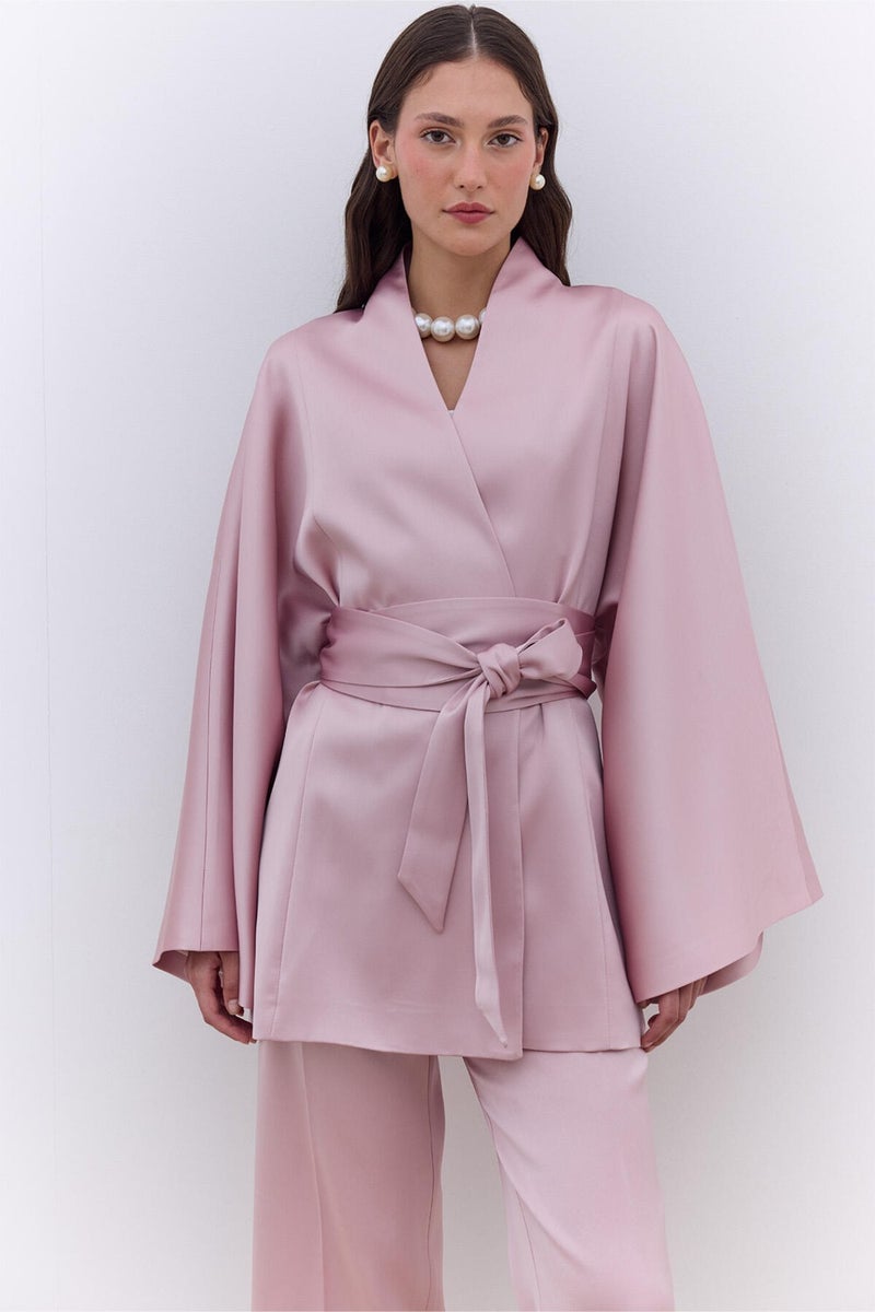 Manuka Satin Belted Kimono Powder  - Image 4