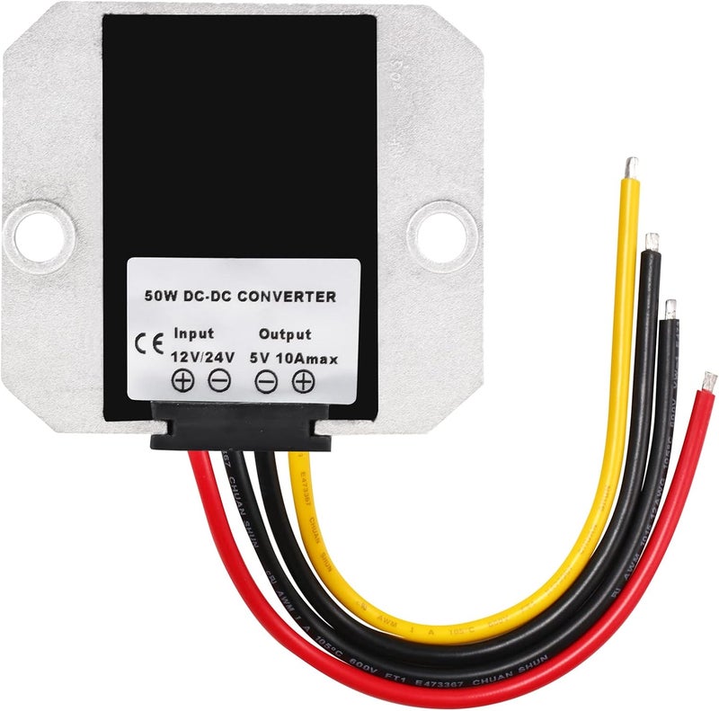 MGGi محول ومنظم جهد من نوع DC لتخفيض الجهد من 12V/24V إلى 5V بقدرة 10A وطاقة 50W، محول تخفيض الجهد مقاوم للماء، مكون إمداد الطاقة، مصنوع من الألومنيوم، يُستخدم في عربات الجولف، الرافعات، السيارات. - Image 2
