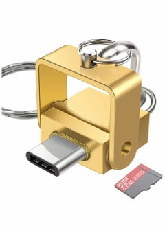 Micro SD Card Reader, USB C TF Card Reader, USB C to Micro SD / TF Memory Card Reader OTG Adapter Compatible with MacBook, Laptops, Tablets, Android Phones, Gold