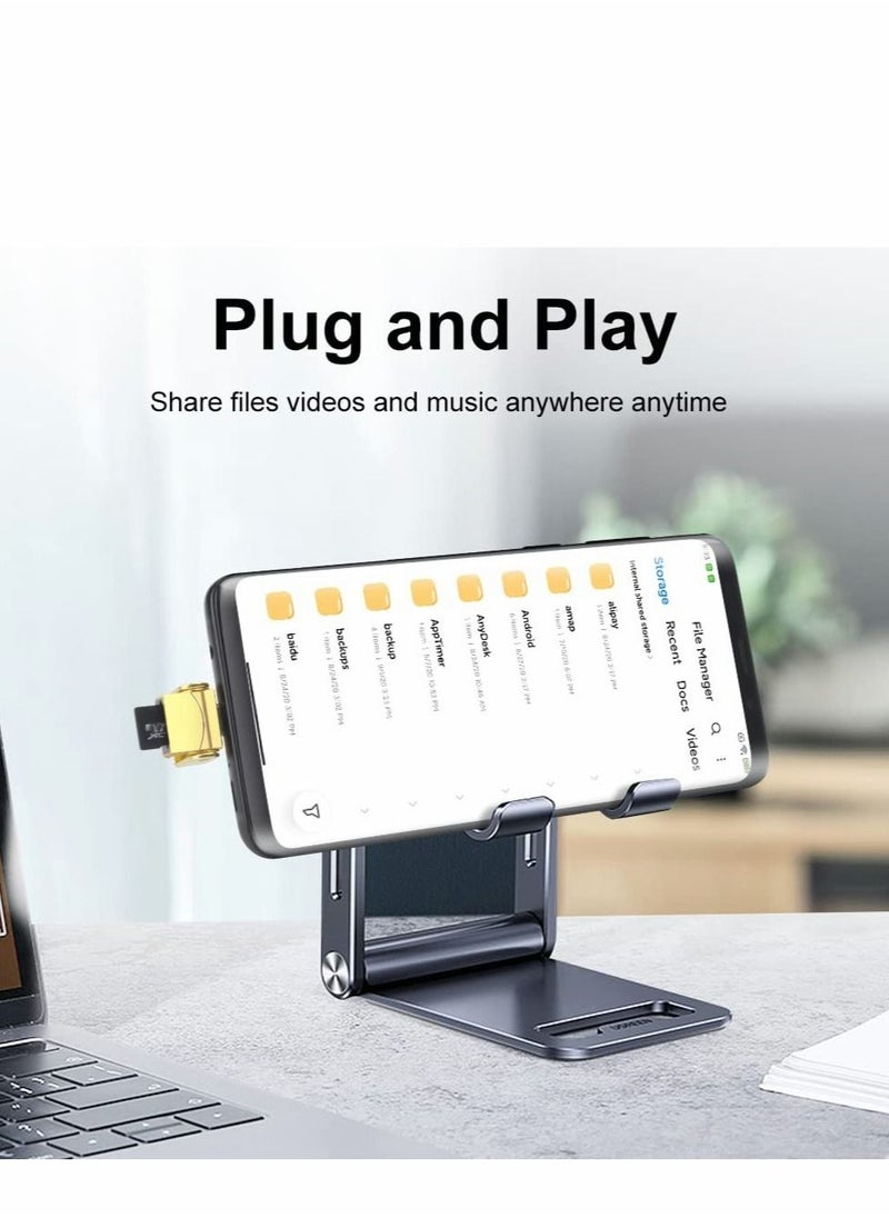 Excefore - Micro SD Card Reader, USB C TF Card Reader, USB C to Micro SD / TF Memory Card Reader OTG Adapter Compatible with MacBook, Laptops, Tablets, Android Phones, Gold - Image 1
