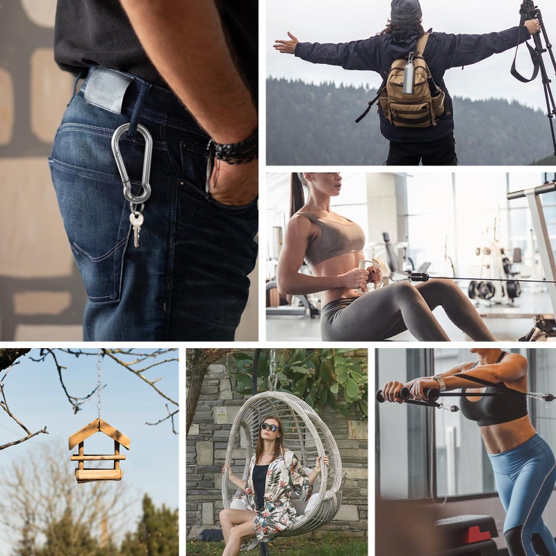 KINLINK Carabiner Clip Hooks, 10pcs 3.15 inch Carabiners Heavy Duty, 304 Stainless Steel Spring Snap Hook Fits Camping Hiking, Metal Clips for Rope Chain Keys Rings - Image 4