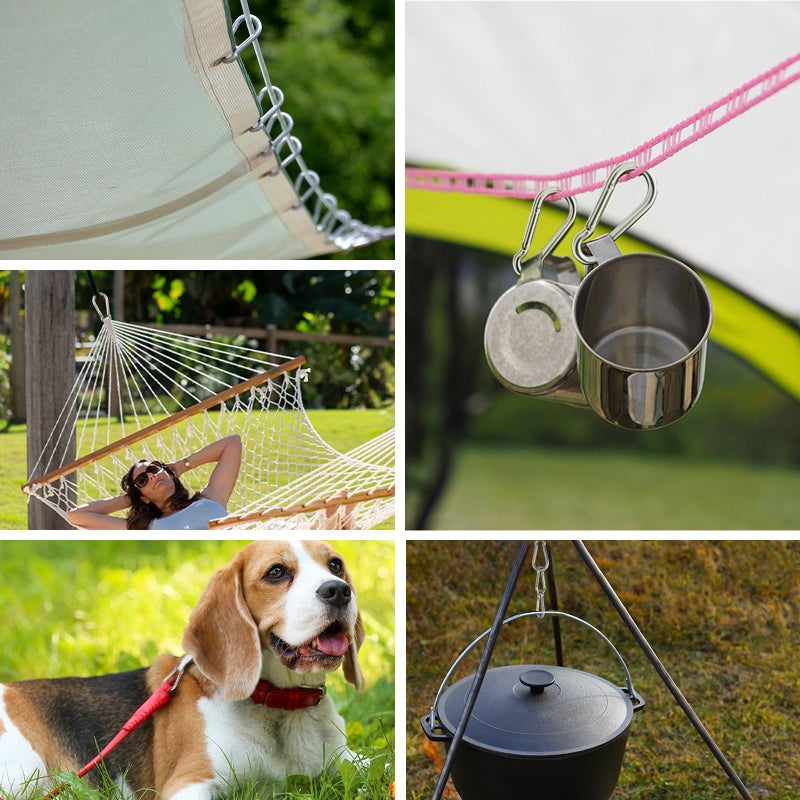 KINLINK Carabiner Clip Hooks, 10pcs 3.15 inch Carabiners Heavy Duty, 304 Stainless Steel Spring Snap Hook Fits Camping Hiking, Metal Clips for Rope Chain Keys Rings - Image 5