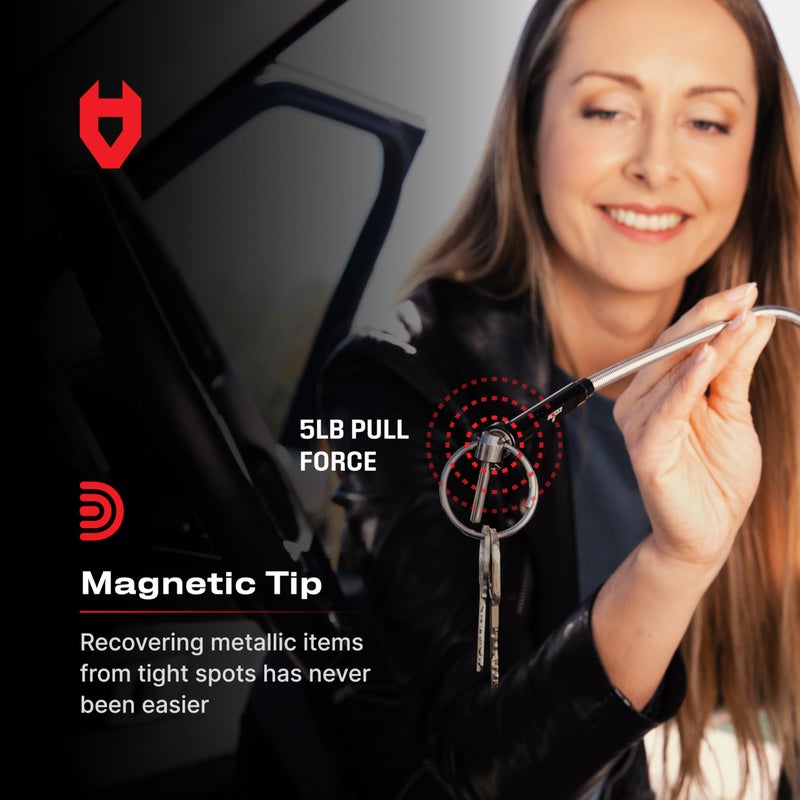 NoCry Magnetic Flexible Claw Grabber Pickup Tool with Bright LED Light - 27.7in Long Magnetic Pickup Tool, Retractable Claw Grabbing Tool, Magnetic Grabber Tool with 5lb Pull Strength Pick Up Tool - Image 5