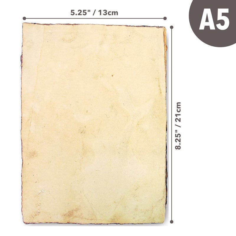 Wanderings Handmade Vintage Deckle Edge Blank Paper - 5.8x8.3 (A5) - A5 Package of 50 for Writers Invitations Crafts - Thick 150 GSM Recycled Paper - Image 5
