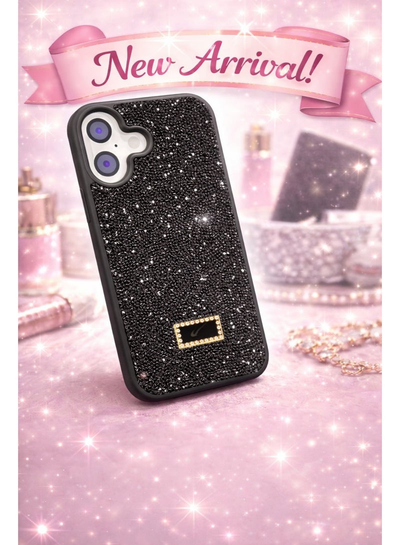 VR CREATIVE Luxury Glitter Diamond Phone Case for Apple iPhone 17 Sparkling Rhinestone Bling Protective Cover - Black - Image 2