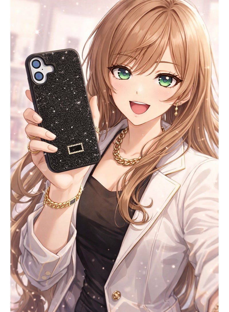 VR CREATIVE Luxury Glitter Diamond Phone Case for Apple iPhone 17 Sparkling Rhinestone Bling Protective Cover - Black - Image 4