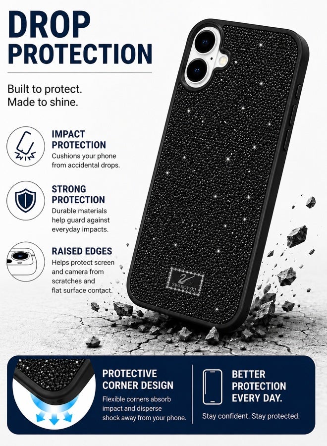 VR CREATIVE Luxury Sparkling Crystal Rhinestone Protective Phone Case Cover for Apple iPhone 17 – Black - Image 4