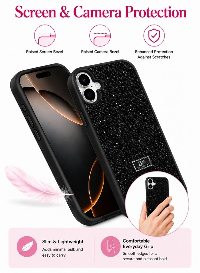 VR CREATIVE Luxury Sparkling Crystal Rhinestone Protective Phone Case Cover for Apple iPhone 17 – Black - Image 5