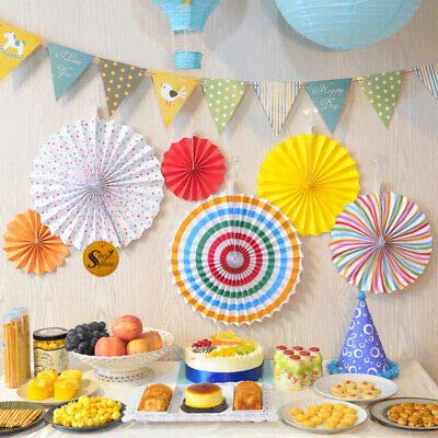 Sage Square Paper Fan Party Decoration Set Plain Printed for Baby Shower Photo Booth Wedding Birthday Party Pack of 12 Mix Color - Image 1