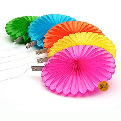 Sage Square Paper Fan Party Decoration Set Plain Printed for Baby Shower Photo Booth Wedding Birthday Party Pack of 12 Mix Color - Image 4