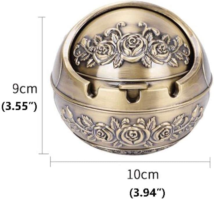 CBEX Vintage Windproof Ashtray with Lid Portable Cigarette Odor Ashtray Holder for Outdoor Indoor Smokers Metal Desktop Smoking Tobacco Ash Tray for Home Office Decoration (60) - Image 2