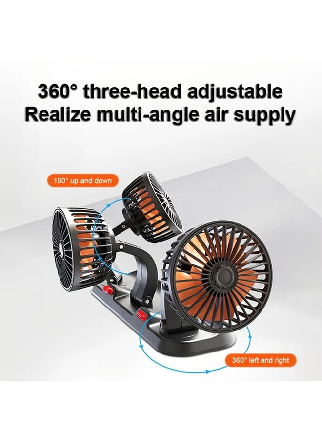 Yellow Tri Fan Universal Car Fan 12V 24V High Airflow Multi Speed Quiet - Image 5