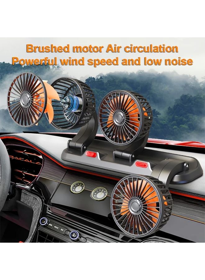 Yellow Tri Fan Universal Car Fan 12V 24V High Airflow Multi Speed Quiet - Image 3