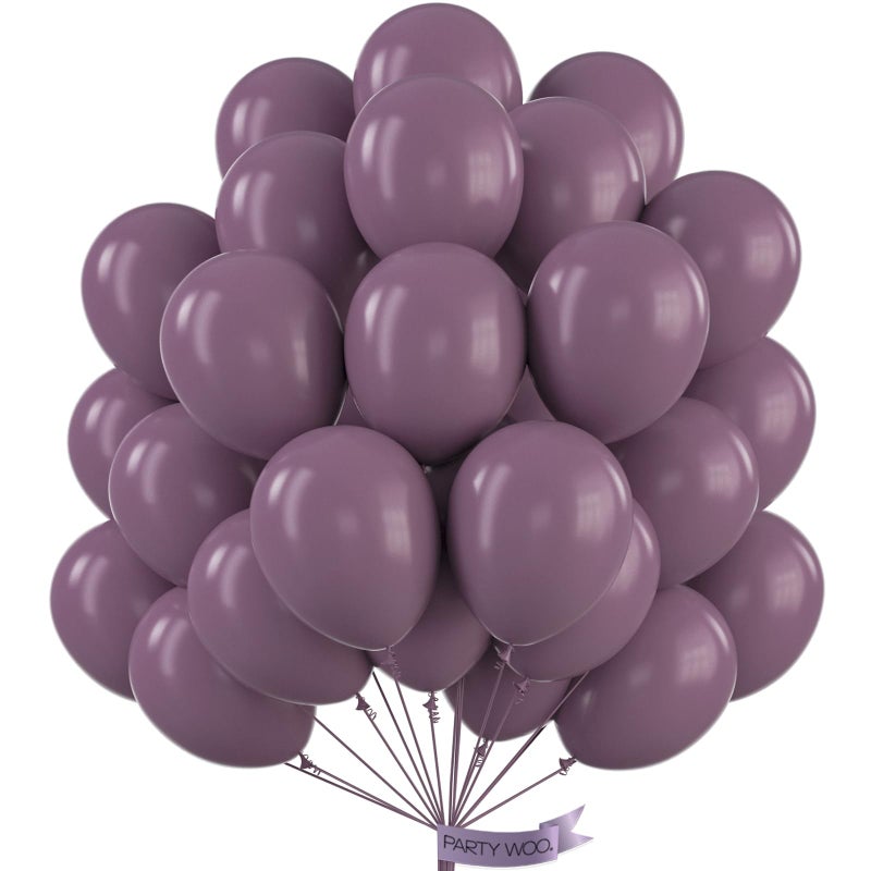 PartyWoo Dusty Purple Balloons 50 pcs 12 Inch Matte Mauve Dark Purple Latex Helium Balloons for Wedding Baby Shower Gender Reveal Graduation Butterfly Birthday Party Decorations PurpleF50 - Image 3