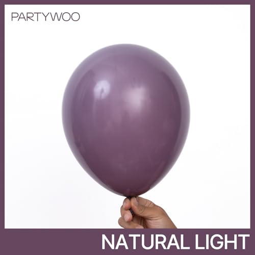 PartyWoo Dusty Purple Balloons 50 pcs 12 Inch Matte Mauve Dark Purple Latex Helium Balloons for Wedding Baby Shower Gender Reveal Graduation Butterfly Birthday Party Decorations PurpleF50 - Image 5