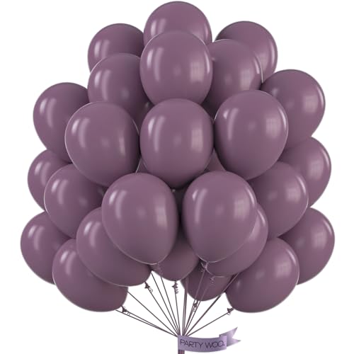 PartyWoo Dusty Purple Balloons 50 pcs 12 Inch Matte Mauve Dark Purple Latex Helium Balloons for Wedding Baby Shower Gender Reveal Graduation Butterfly Birthday Party Decorations PurpleF50 - Image 1