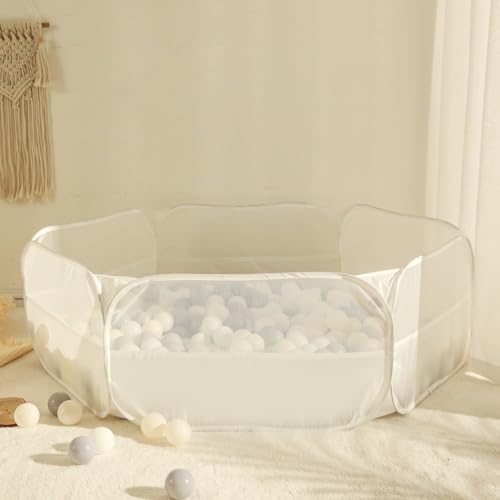 TRENDPLAY بركة كرات قابلة للطي للأطفال، خيمة لعب كبيرة للأطفال، بركة كرات، بيت لعب مع حقيبة تخزين، للأولاد والبنات والكلاب والقطط والفيران، داخلية وخارجية، بيضاء - Image 2