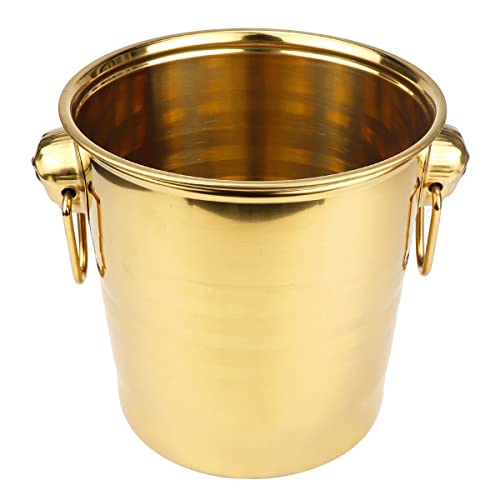 LNQ LUNIQI دلاء الثلج المعدنية LNQ LUNIQI سعة 3 لتر معزولة من الفولاذ المقاوم للصدأ دلاء ثلج للنبيذ والشامبانيا مبرد زجاجات البيرة للاستخدام المنزلي والمطاعم والفنادق والتموين والحفلات والبارات باللون الذهبي