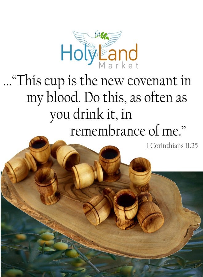 Holy Land Market Olive Wood Communion Chalice - Small Wooden Wine Cups for Church Services (10 Pack) - Image 2