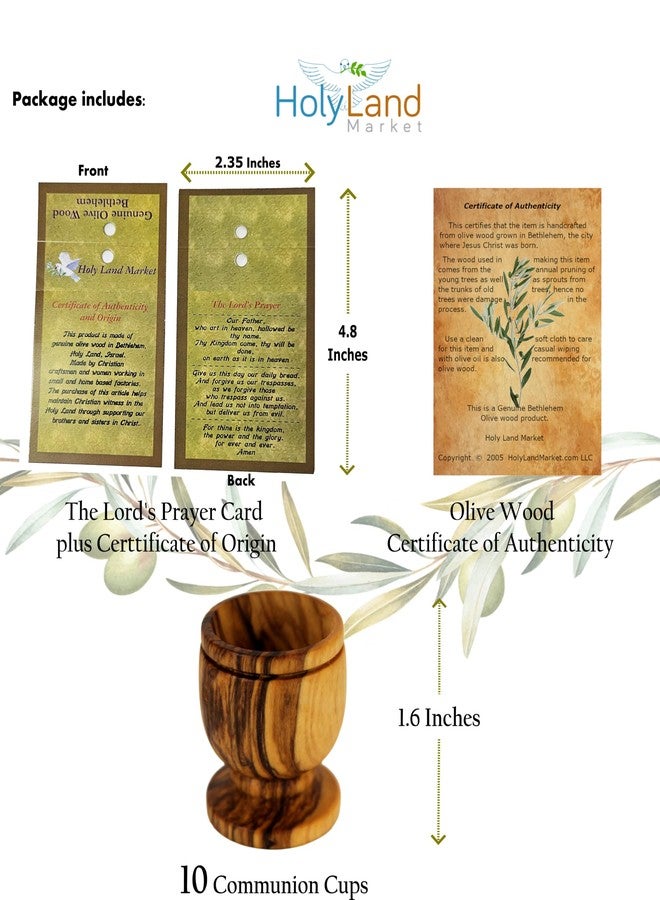Holy Land Market Olive Wood Communion Chalice - Small Wooden Wine Cups for Church Services (10 Pack) - Image 4