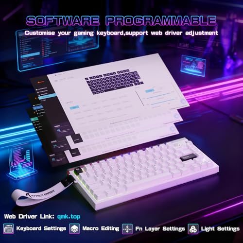MAMBASNAKE ATTACK SHARK R85 HE Wired 75% Rapid Trigger Mechanical Gaming Keyboard with Custom Lightbox, 8KHz Polling Rate,0.005mm RT Accuracy,0.08MS Latency,Hall Effect,Magnetic Switch,Driver for PC-Star White - Image 3