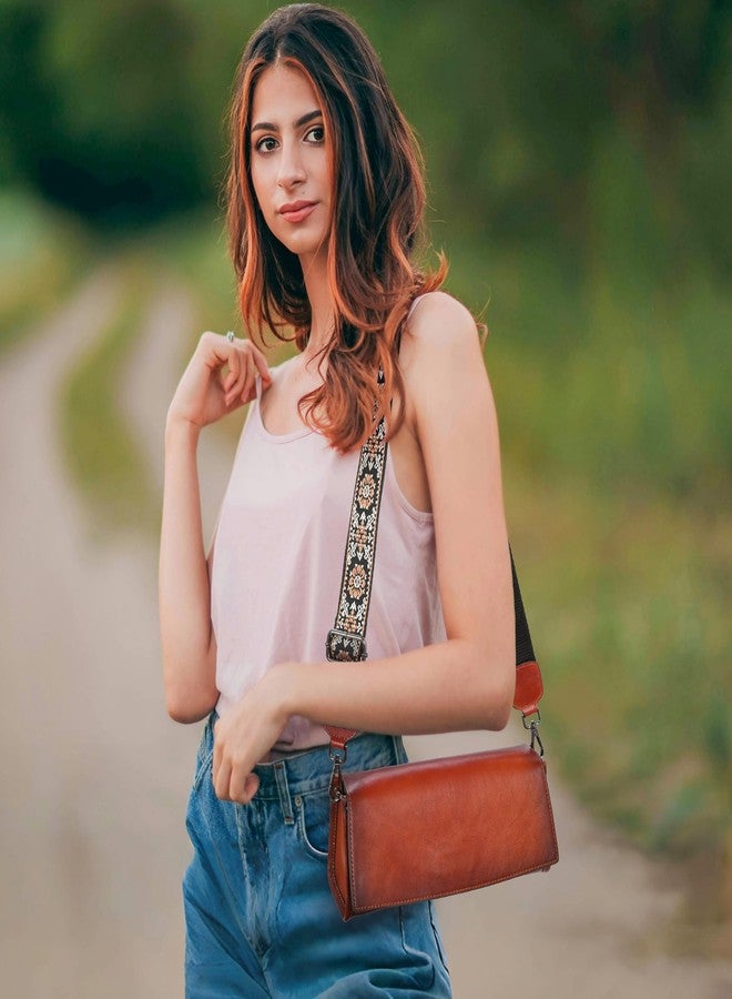 Iswee Leather Crossbody Bags for Women Shoulder Handbags Small Satchel Purse with Wide Strap Leather Pocketbooks for Women Purses and Handbags (Coffee) - Image 2