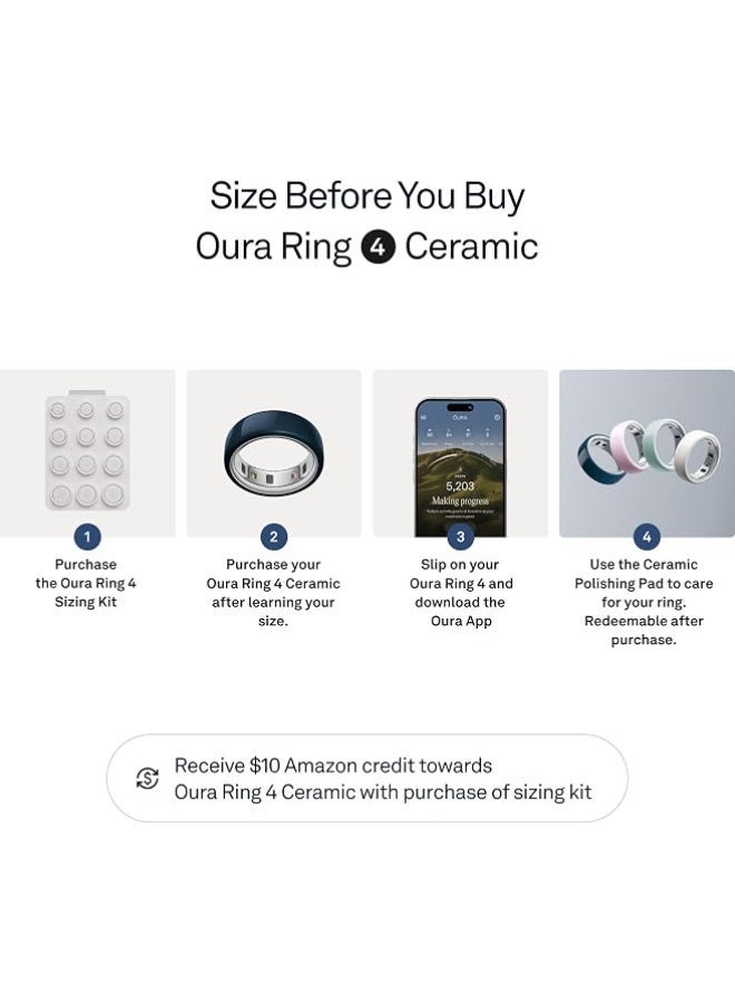 أورا 17.5 mAh Oura Ring 4 - Ceramic Midnight - Size 6 - Smart Ring | – Measure with Oura Ring 4 Size Kit | Sleep, Heart Rate and Fitness Tracking Wearable | 8-Day Battery, iOS/Android Compatible Midnight - Image 4