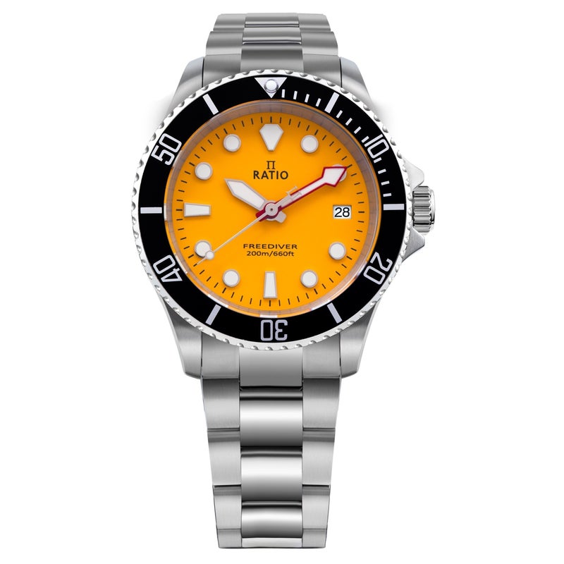 Ratio FreeDiver Yellow Dial Quartz Diver's 200M Men's Watch RTF034 - Image 1