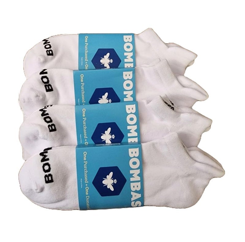 BOMBAS Women's Solids Ankle White Socks Medium (4 Pack) - Image 5