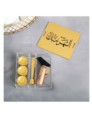 Vaporizer supplies in a luxury box with Arabic phrase, luxury lighter, tongs, and quick-lighting charcoal - pzsku/Z88E6990A2E06E281E0E7Z/45/1751726248/0e63f6e2-c8e4-4ad5-a33b-af10d9ed9885