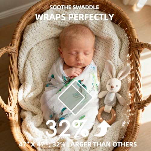 REZIPO 2 Pack Mallard Duck Muslin Swaddle Blankets 70% Bamboo 30% Cotton Breathable Receiving Blankets Gender Neutral Newborn Essentials for Baby Boy or Girl Soft and Large 47 x 47 Inches (Mallard Duck) - Image 3