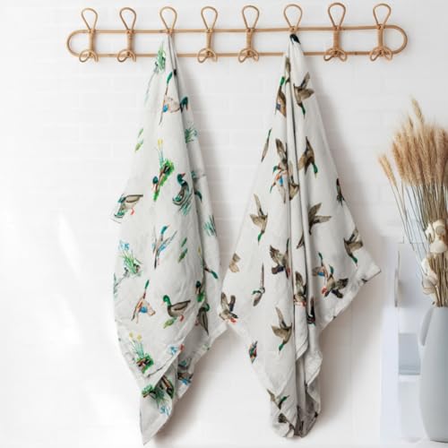 REZIPO 2 Pack Mallard Duck Muslin Swaddle Blankets 70% Bamboo 30% Cotton Breathable Receiving Blankets Gender Neutral Newborn Essentials for Baby Boy or Girl Soft and Large 47 x 47 Inches (Mallard Duck) - Image 2