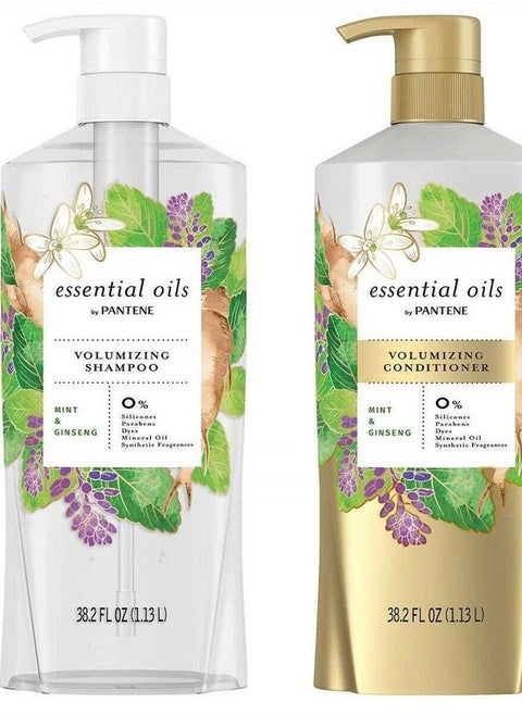 Essential Oils Volumizing Shampoo and Conditioner With Mint & Ginseng 38.2 FL / 1.13 L