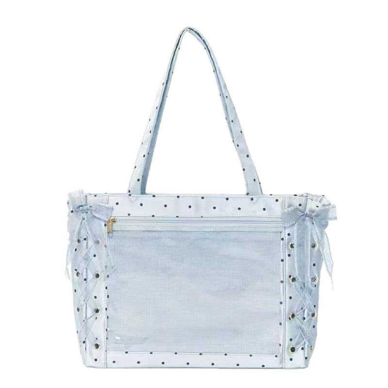 Cute Polka Dot Large Capacity Canvas Shoulder Bag for Women - Image 5