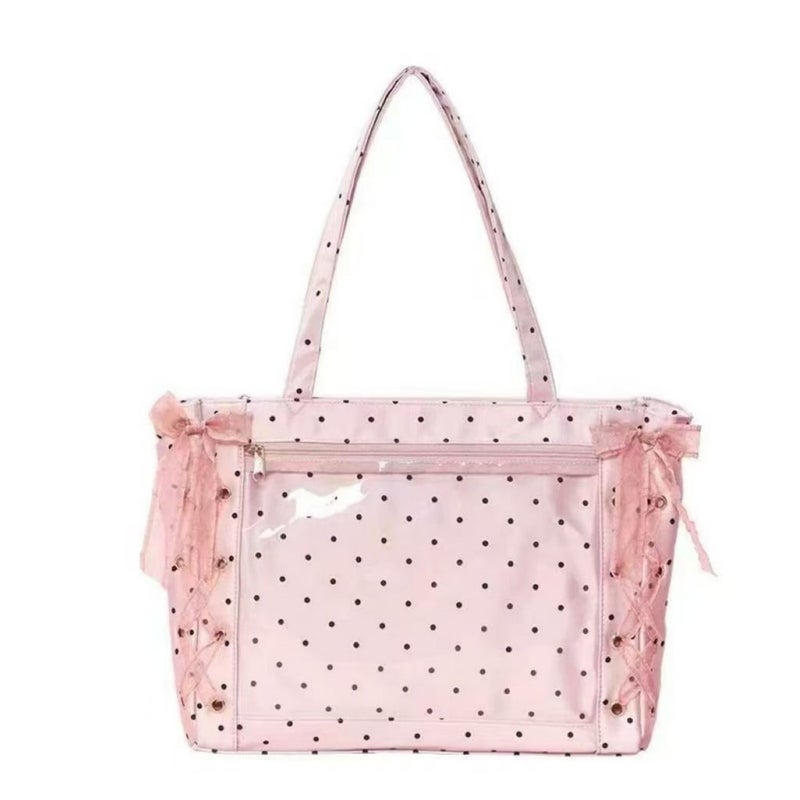 Cute Polka Dot Large Capacity Canvas Shoulder Bag for Women - Image 4