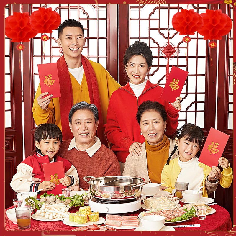 AUGSUN 30Pcs Chinese Red Paper Lanterns, New Year Lantern Hanging Chinese Paper Lanterns for Lunar Snake New Year Spring Festival Wedding Celebration (25cm/9.8inch) - Image 5
