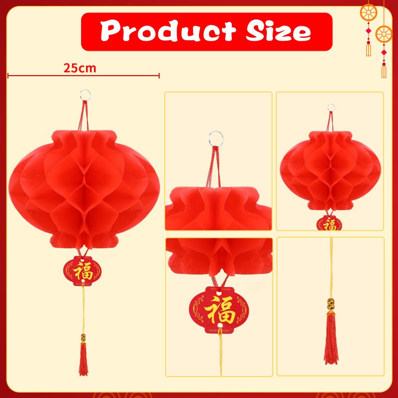 AUGSUN 30Pcs Chinese Red Paper Lanterns, New Year Lantern Hanging Chinese Paper Lanterns for Lunar Snake New Year Spring Festival Wedding Celebration (25cm/9.8inch) - Image 2