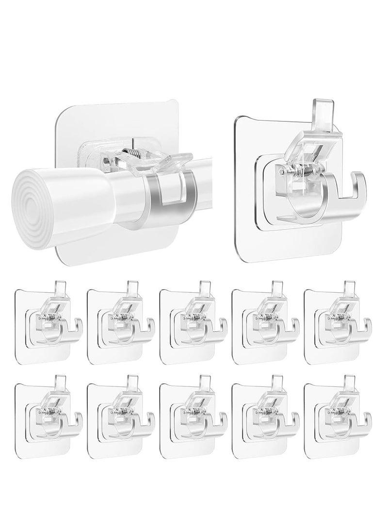 Oasisgalore - 12 Pack No-Drill Curtain Rod Brackets, Self-Adhesive Hooks for Easy Mounting, for Bathroom, Kitchen(Clear) - Image 1