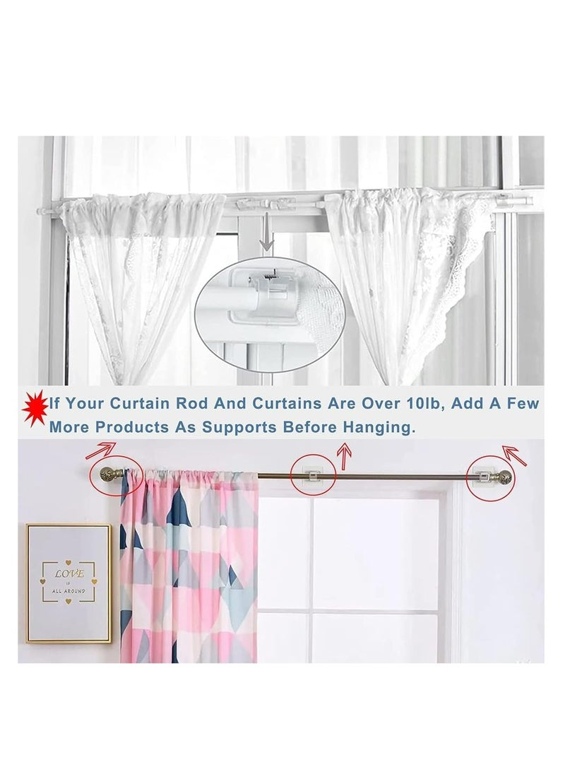 Oasisgalore - 12 Pack No-Drill Curtain Rod Brackets, Self-Adhesive Hooks for Easy Mounting, for Bathroom, Kitchen(Clear) - Image 1