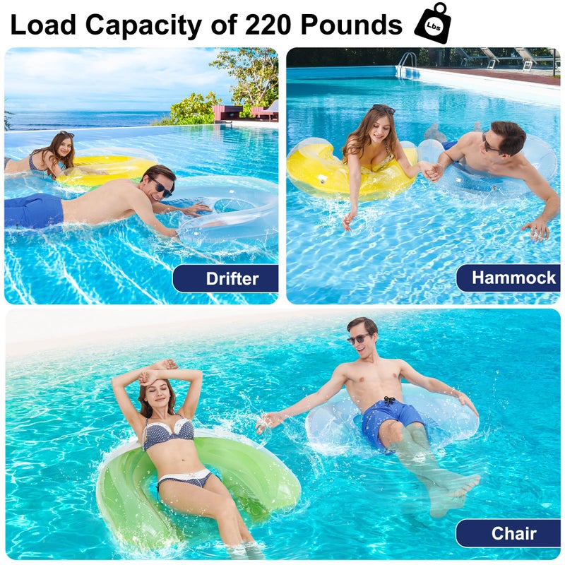 PuppyuWill 3 Pack Pool Floats Adult, PuppyuWill Minimalist Design Pool Chair Float, 52" X 38" Dopamine Colors, Drifter, Chair, Hammock 3-in-1 Inflatable Pool Toys for Pool Party, Lake, River, Sea, Outdoor - Image 2