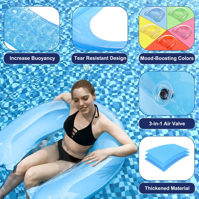 PuppyuWill 3 Pack Pool Floats Adult, PuppyuWill Minimalist Design Pool Chair Float, 52" X 38" Dopamine Colors, Drifter, Chair, Hammock 3-in-1 Inflatable Pool Toys for Pool Party, Lake, River, Sea, Outdoor - Image 3