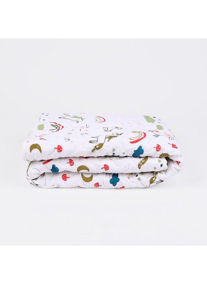 MOM'S HOME - Organic Cotton All Season Baby Quilt | Light Weight | Soft | Perfect For Light Winters | 100X120 Cm | 0-3 Year | Unicorn | Reversible - Image 1