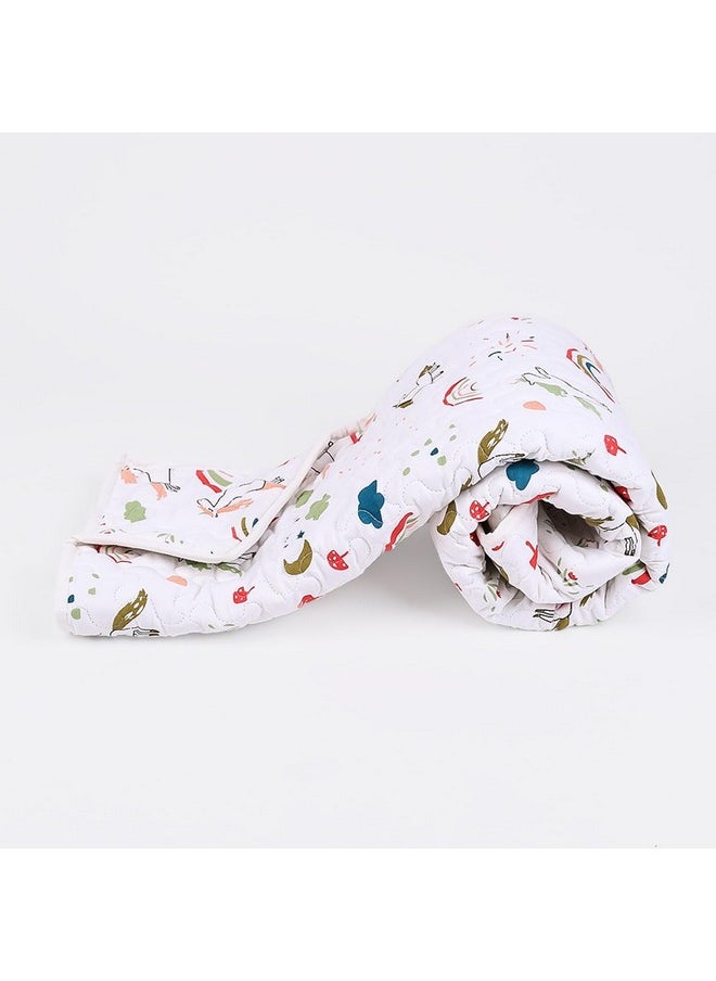 MOM'S HOME - Organic Cotton All Season Baby Quilt | Light Weight | Soft | Perfect For Light Winters | 100X120 Cm | 0-3 Year | Unicorn | Reversible - Image 1