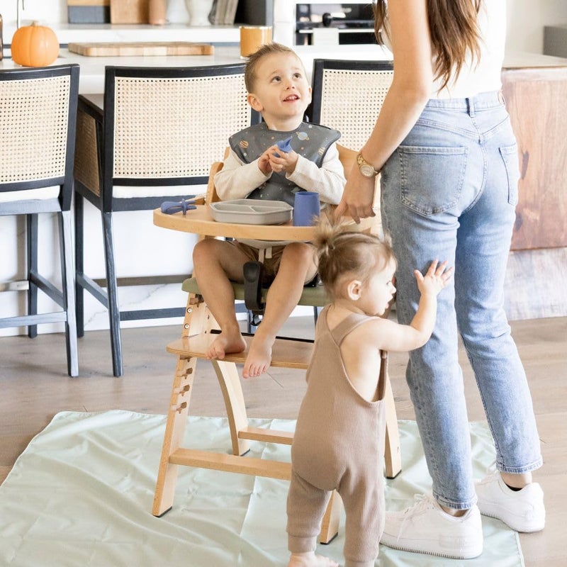 Tiny Twinkle Splat Mat for Under High Chair or Table | 51" x 51" Waterproof & Mess-Proof High Chair Mat for Baby, Machine Washable for Mealtime or Art(Sage) - Image 4