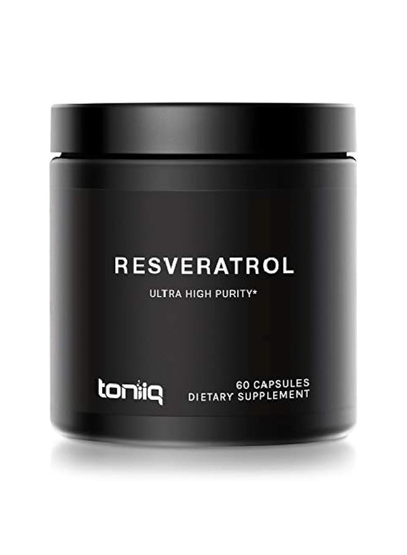 تونيق كبسولات ريسفيراترول فائقة النقاء - 98% ريسفيراترول ترانس - نقية للغاية ومتوفرة بيولوجيًا - 60 كبسولة من مكمل ريزيرفاترول - Image 1