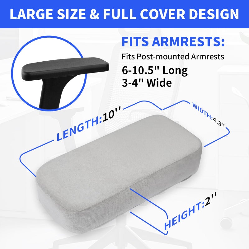 YOUFi Office Chair Arm Pads Extra Soft Velvet Arm Rest Covers for Elbows & Forearms Pressure Relief, Set of 2 Armrest Covers for Desk Chair, Gaming Chair (Gray) - Image 2