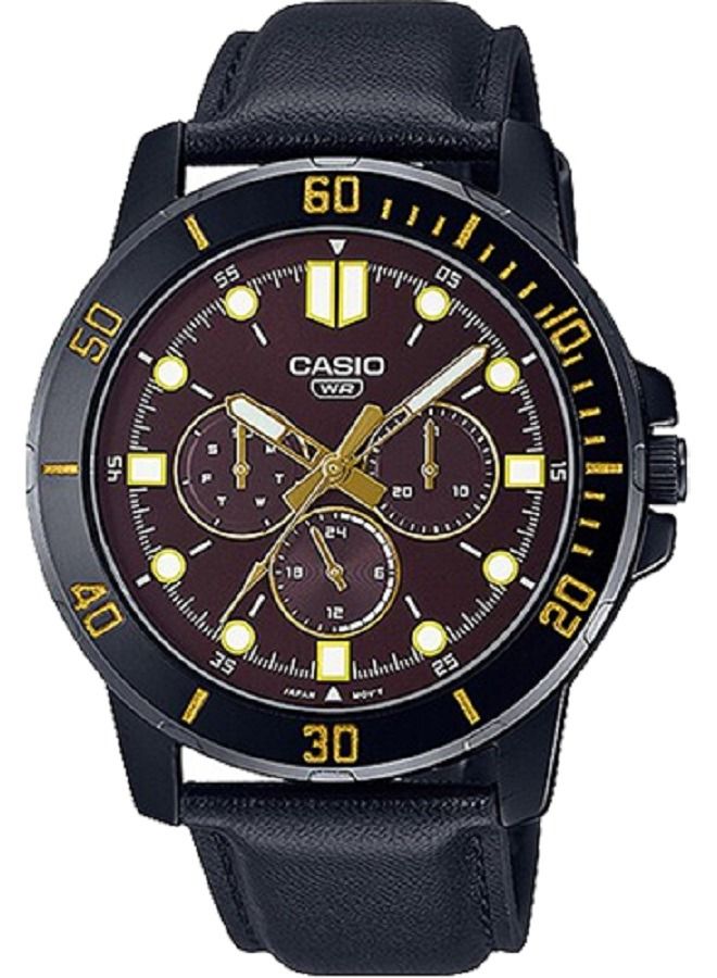 كاسيو ساعة كاسيو للرجال - انالوج ، بعقارب متعددة - بمينا اسود وبسوار جلدي MTP-VD300BL-5EUD - Image 1