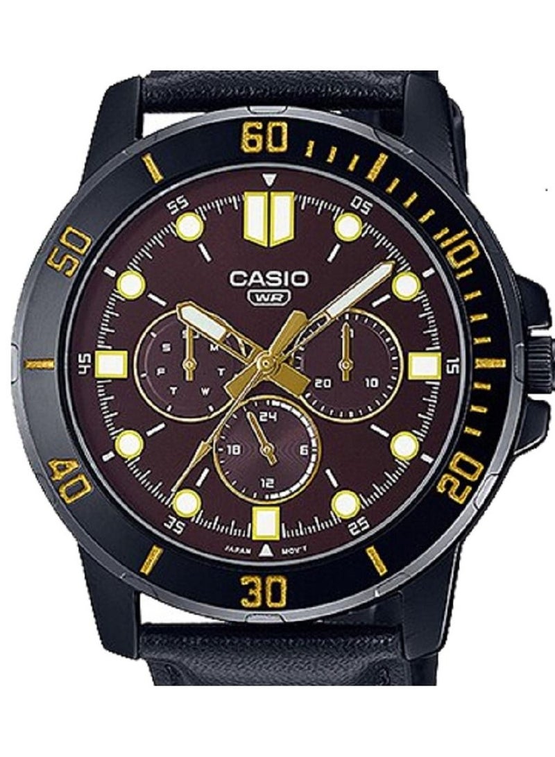 كاسيو ساعة كاسيو للرجال - انالوج ، بعقارب متعددة - بمينا اسود وبسوار جلدي MTP-VD300BL-5EUD - Image 3